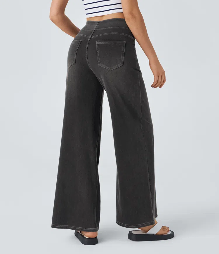 Naotstore - Super Stretch High-Waisted Wide Leg Jeans