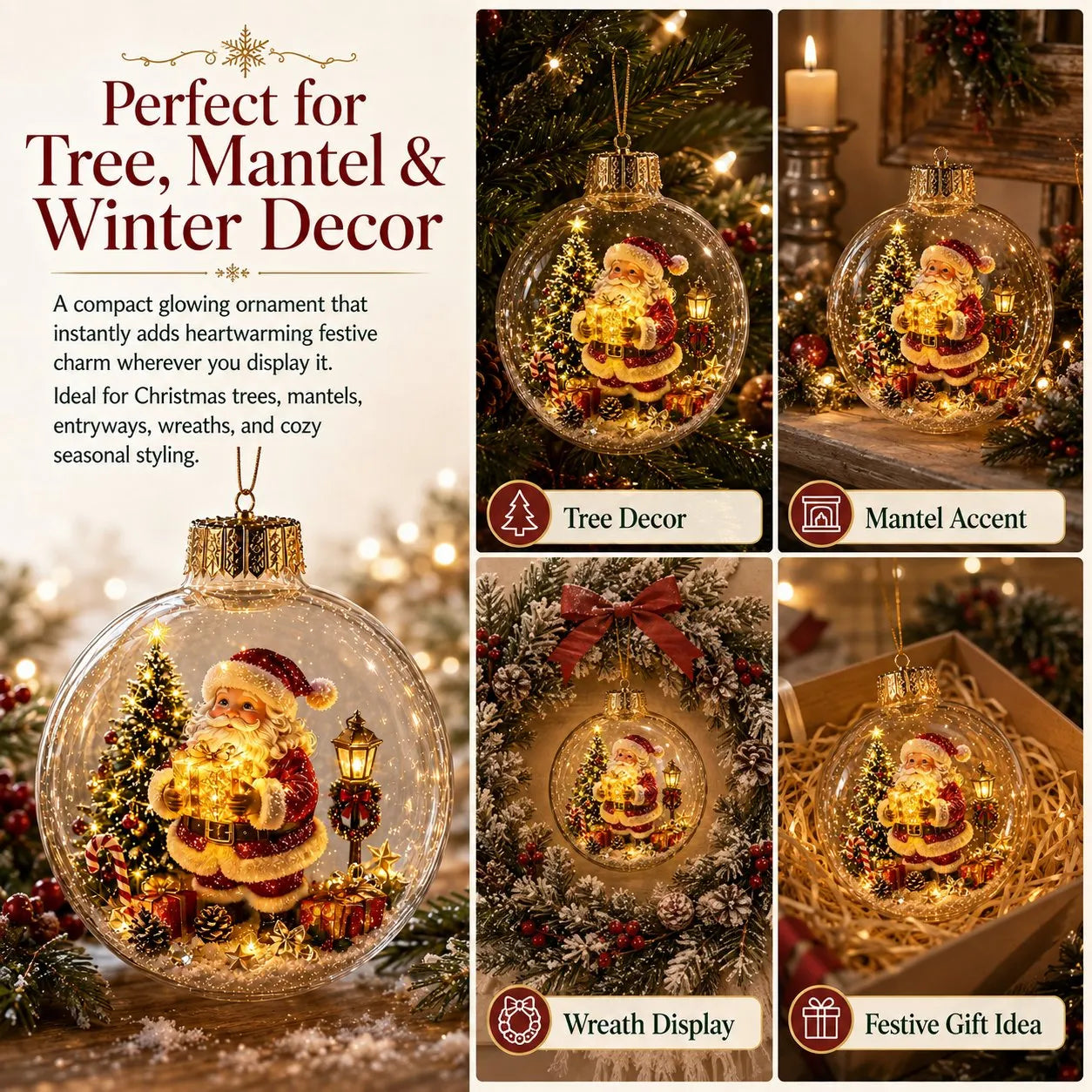 🎄Glowing Christmas Diorama Ornament✨Tiny Winter World Decor