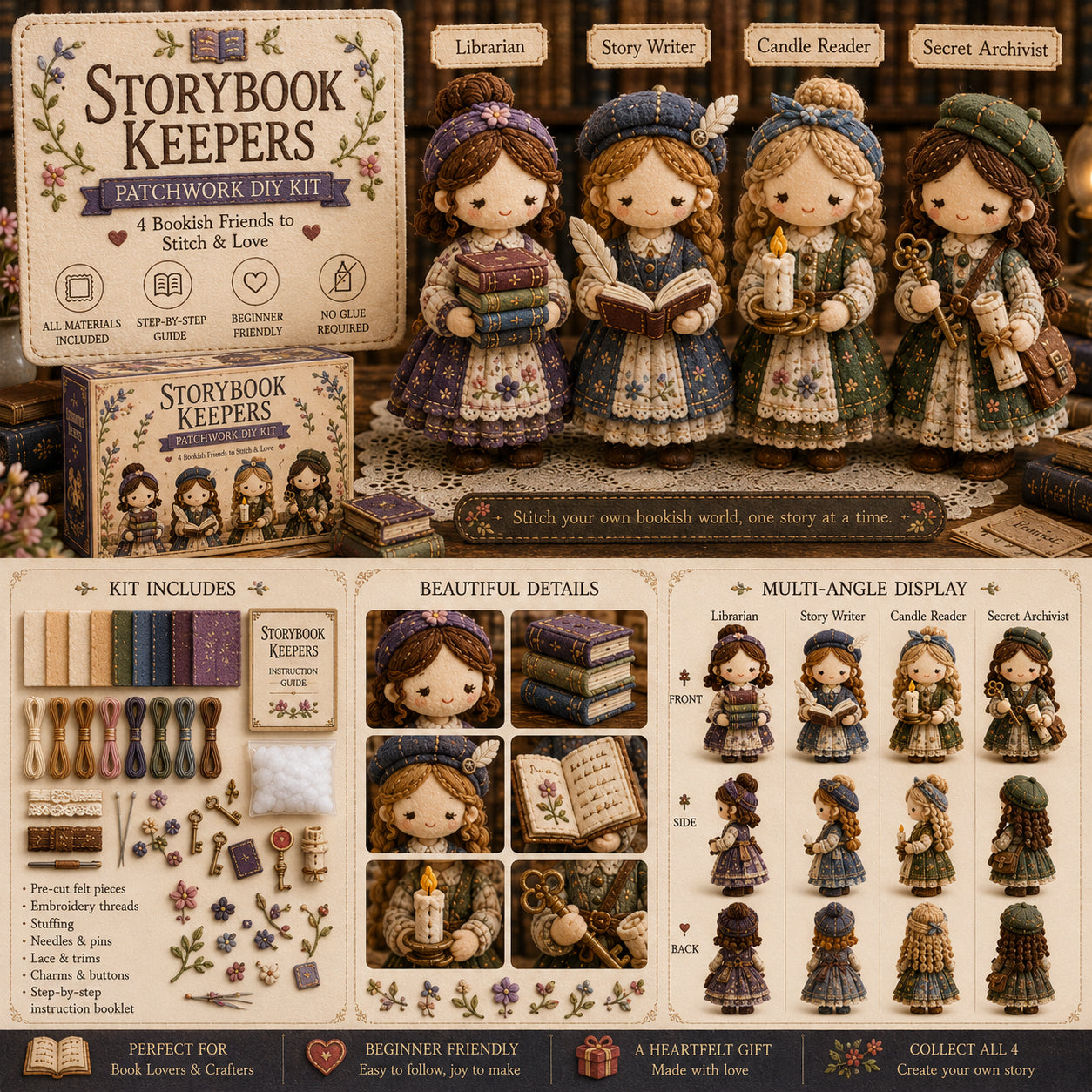 🧵👧Tiny Worlds Patchwork DIY Kit – Cute Mini Fabric Scene Craft Set