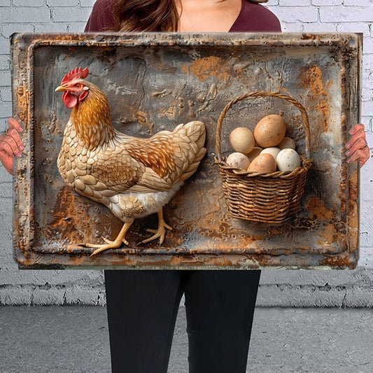 Naotstore - Vintage Chicken & Fresh Eggs Metal Sign - Rustic Wall Decor