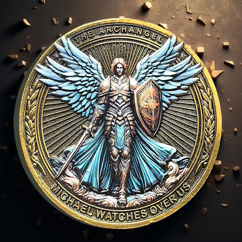 🔥Last day! 💥Special sale - The Archangel Michael Watches Over Us Challenge Coin - naotstore