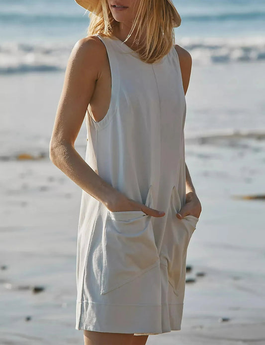 Naotstore - Women's Casual Jumpsuit Stretch Sleeveless Shorts Jumpsuit