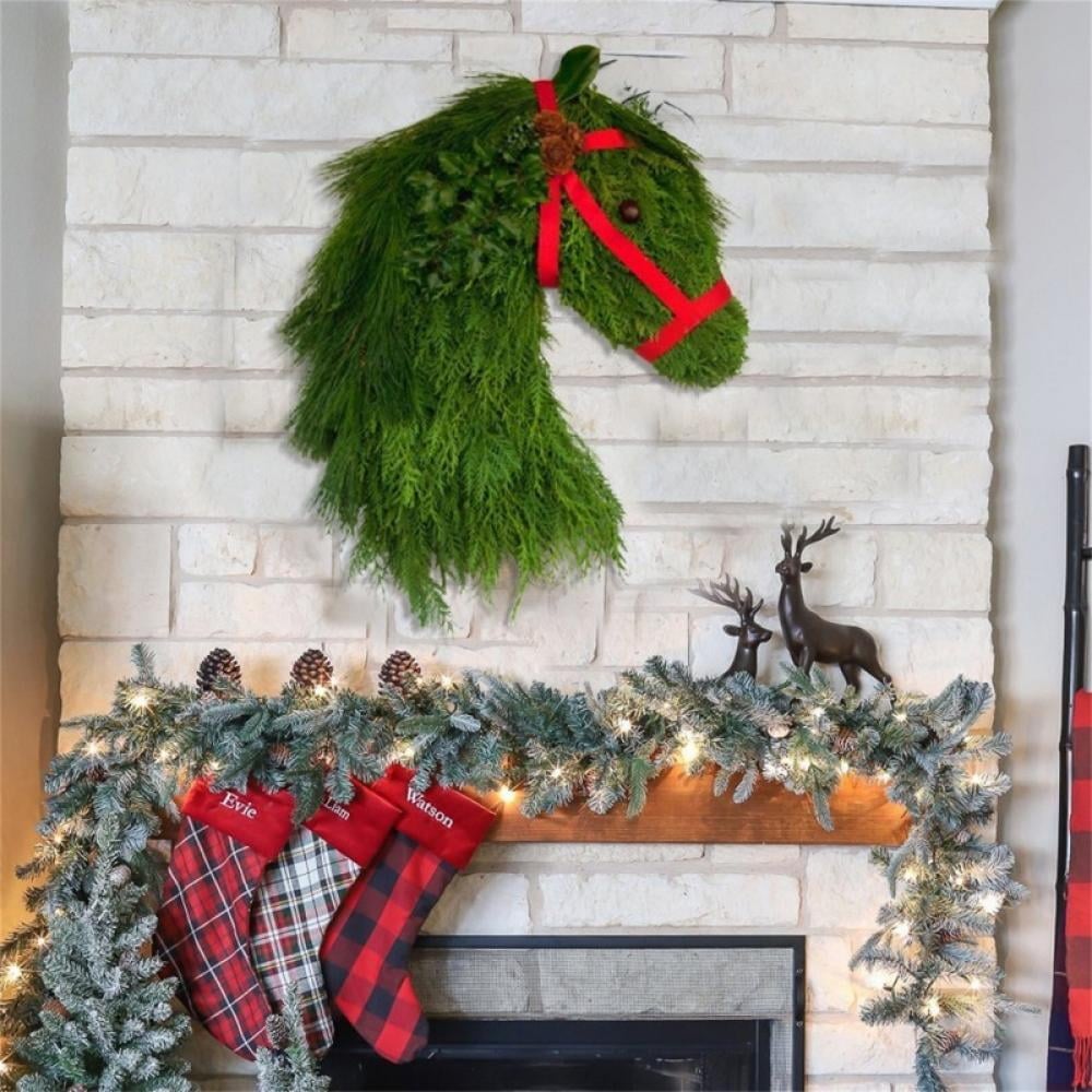 Naotstore - Winter Wreath Farmhouses Horse Head Christmas Wreath