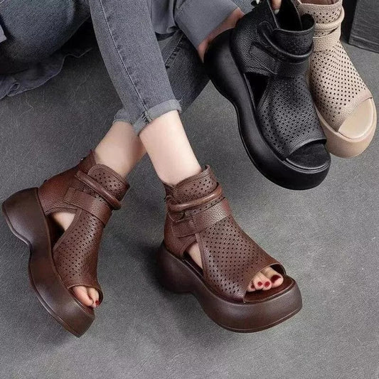 Naotstore - Newest Women's Retro Soft PU Leather Sandalias