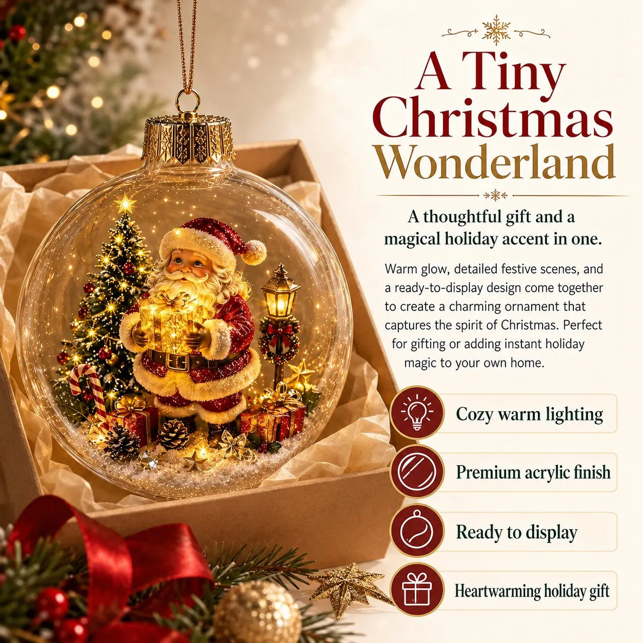 🎄Glowing Christmas Diorama Ornament✨Tiny Winter World Decor
