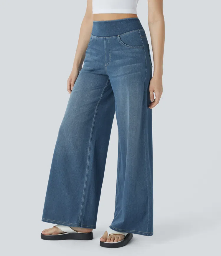 Naotstore - Super Stretch High-Waisted Wide Leg Jeans