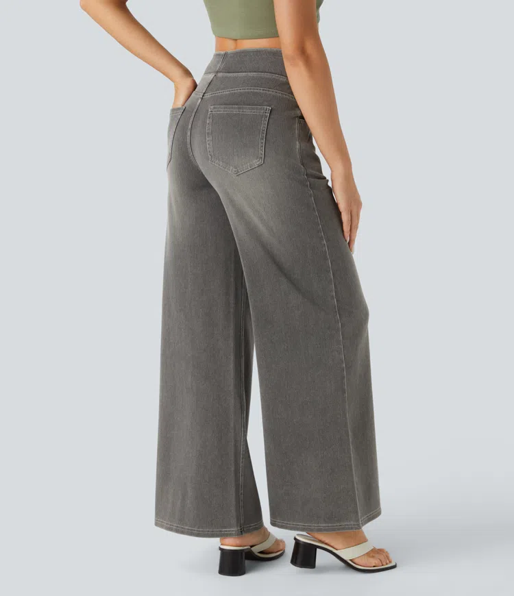 Naotstore - Super Stretch High-Waisted Wide Leg Jeans