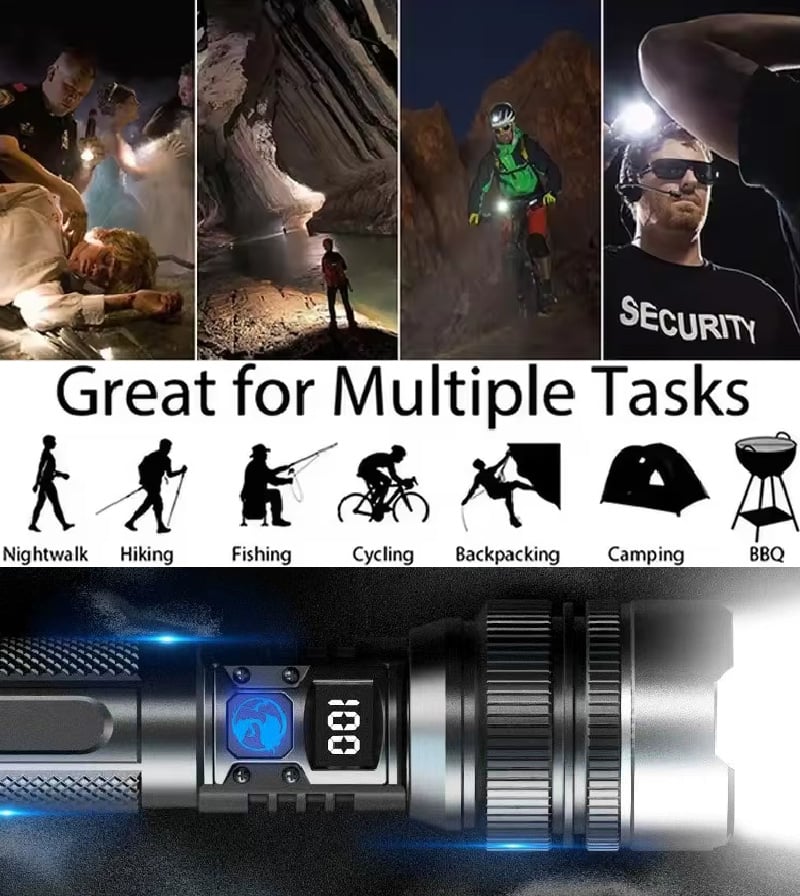 💡Super bright high-power telescopic focusing handheld flashlight