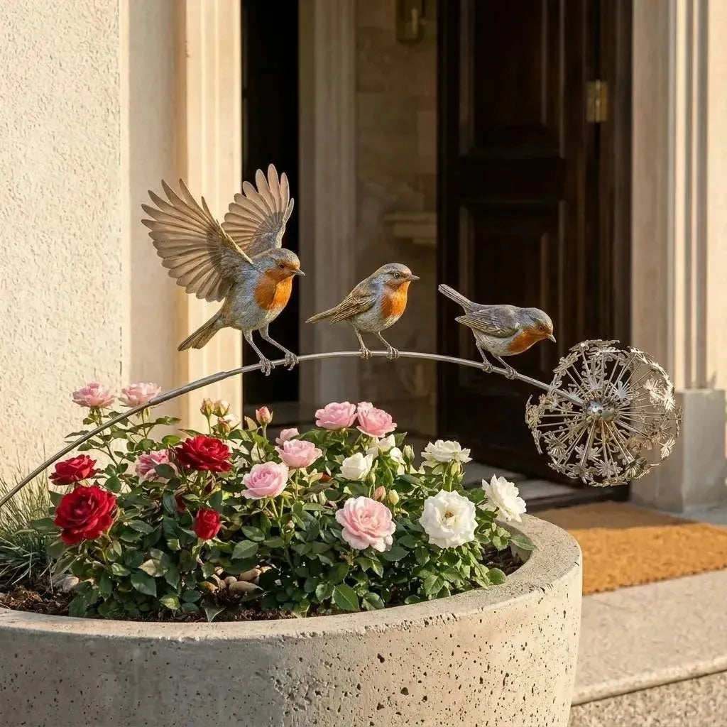 🕊️Robin Memorial Garden Stake — "Beloved, Right by Your Side"