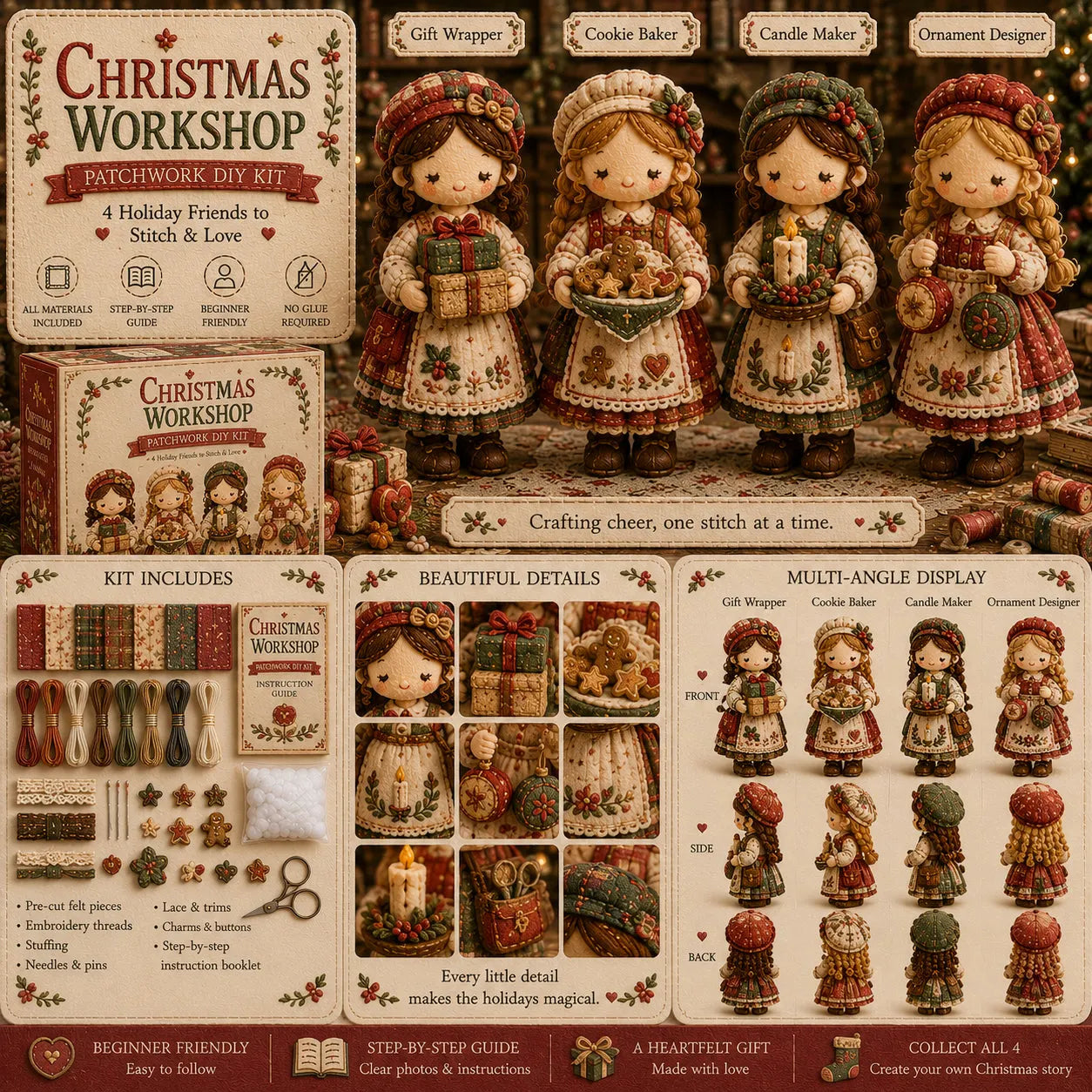 🧵👧Tiny Worlds Patchwork DIY Kit – Cute Mini Fabric Scene Craft Set