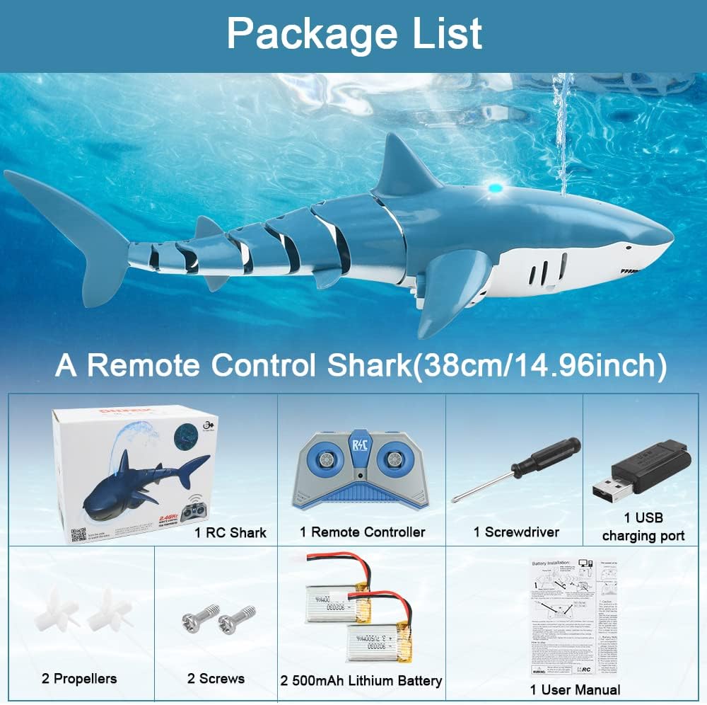 🎁Hottest recommendations - Remote Control Shark Toy with Light &Spray - naotstore