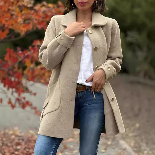 Naotstore - Women's Single-Breasted Coat with Peter Pan Collar