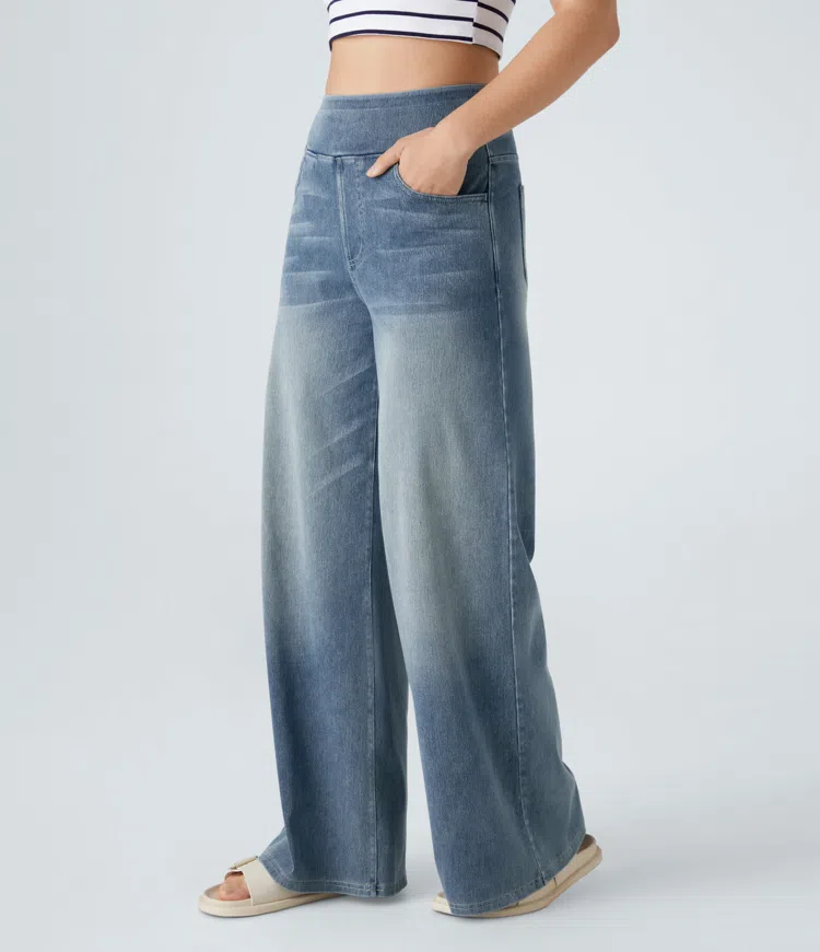 Naotstore - Super Stretch High-Waisted Wide Leg Jeans