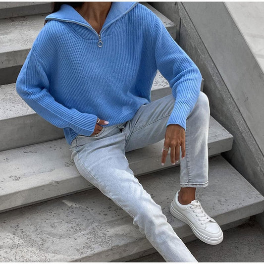 Naotstore - Zip-up Lapel Sweater
