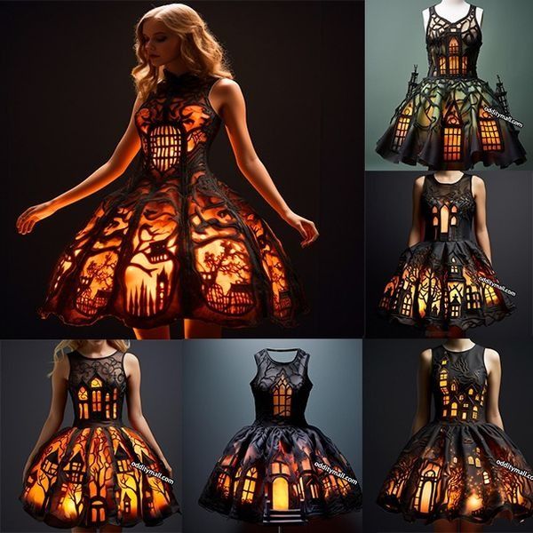 These stunning Halloween Silhouette Dresses Will Light Up Your Spooky Season!(Glow is a picture effect) - naotstore