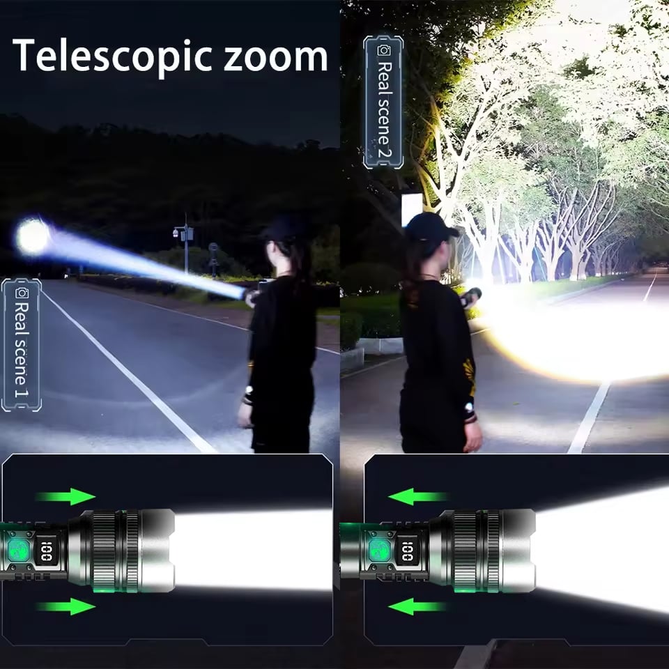 💡Super bright high-power telescopic focusing handheld flashlight