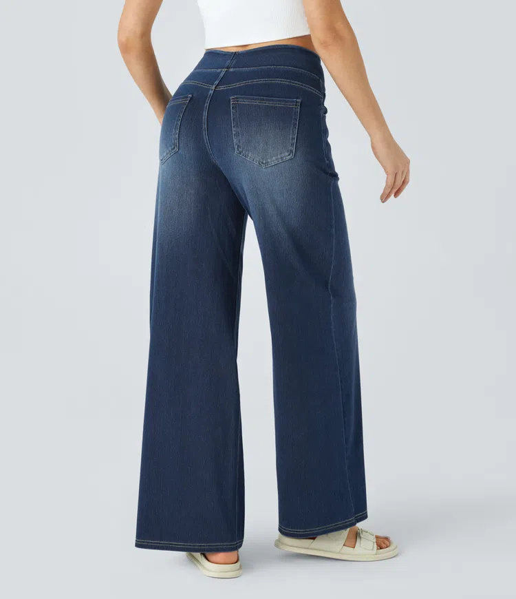 Naotstore - Super Stretch High-Waisted Wide Leg Jeans