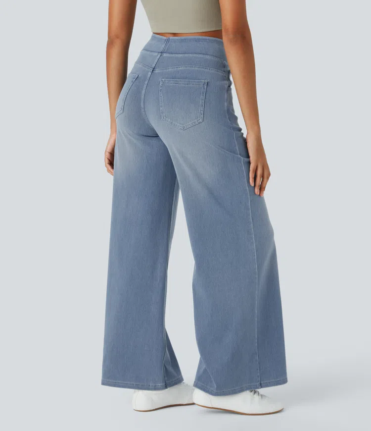 Naotstore - Super Stretch High-Waisted Wide Leg Jeans