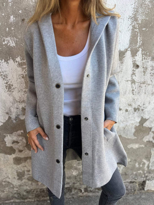 Naotstore - Casual Single Breasted Hooded Jacket