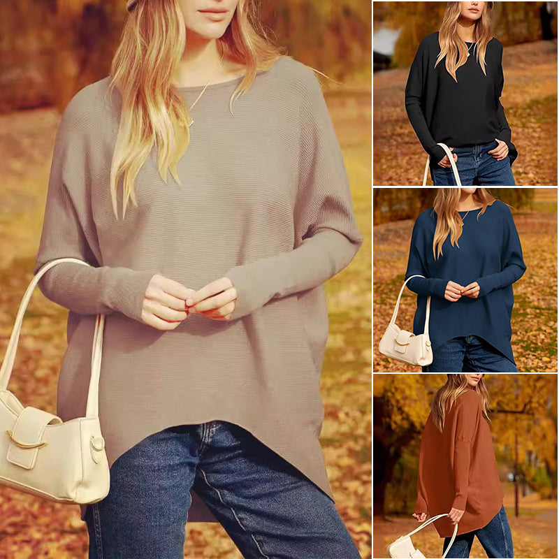 🤣Last day! 💥Special sale - Women's Irregular Oversized Dolman Sleeve Knitted Pullover - naotstore