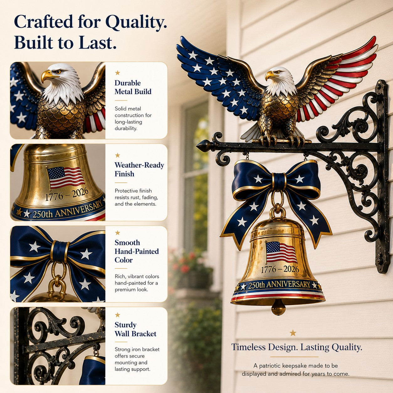 🔔🦅Spirit of Liberty Eagle Bell | 1776–2026 America Semiquincentennial Decor