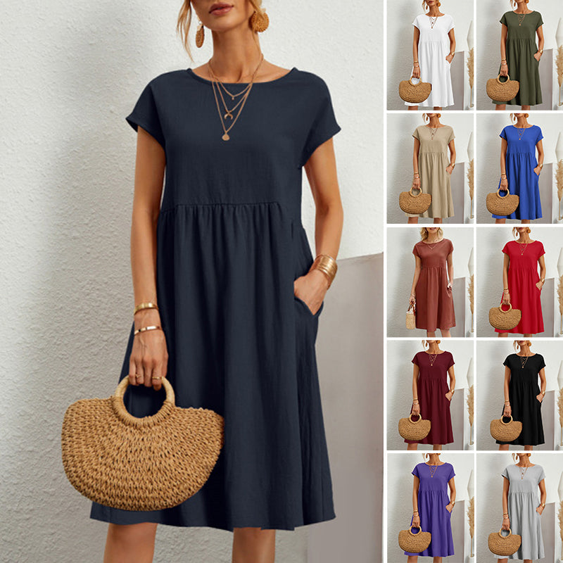 🔥Last day! 💥Special sale - Women's Cotton Round Neck Dress - naotstore