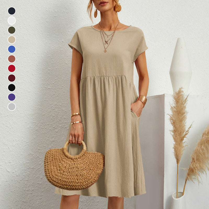 🔥Last day! 💥Special sale - Women's Cotton Round Neck Dress - naotstore