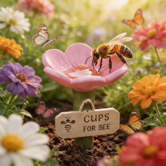 🌻🐝Flower-shaped bee watering station – Ceramic garden watering cup