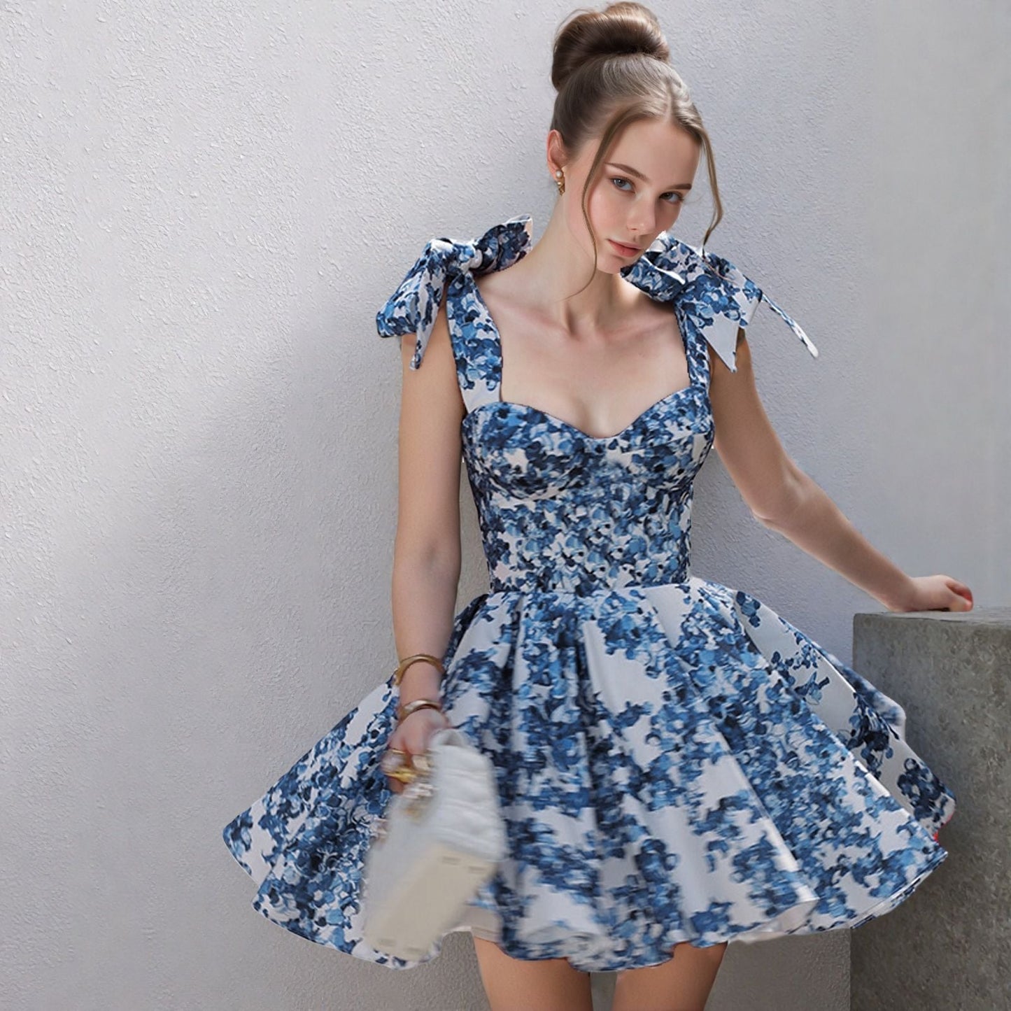🎉🔥LAST DAY 55% OFF🔥eden floral print bow shoulder dresses