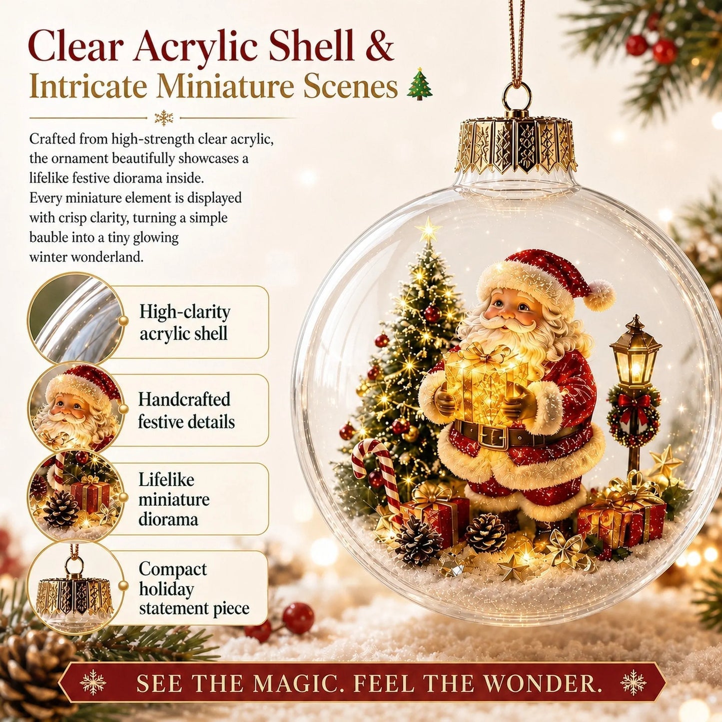 🎄Glowing Christmas Diorama Ornament✨Tiny Winter World Decor