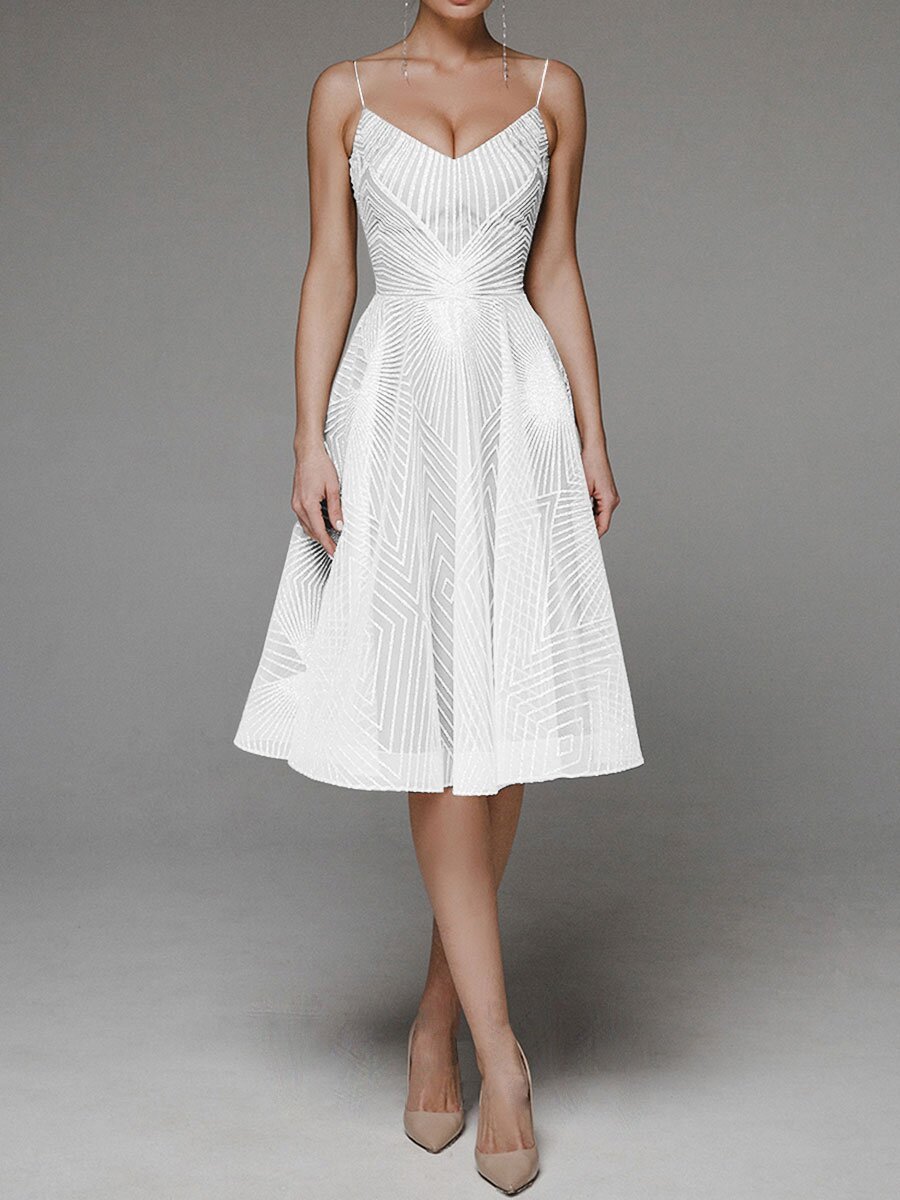 Stylish V-neck slip dress with subtle shimmer