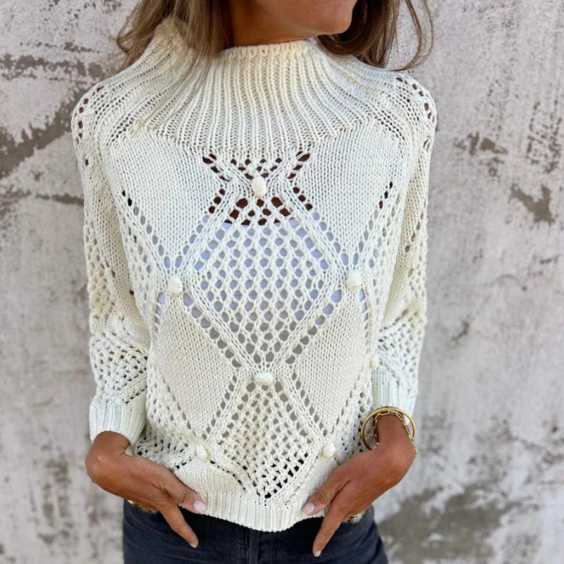 🔥This month's best-selling products💕Hollow-out Knitted Round Neck Sweater - naotstore