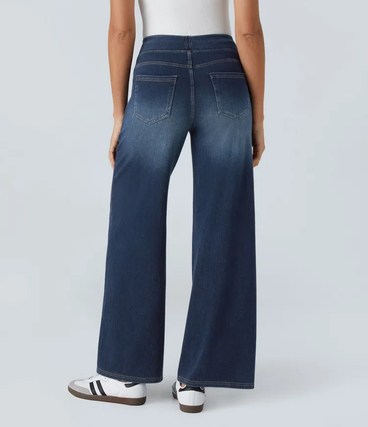 Naotstore - Super Stretch High-Waisted Wide Leg Jeans