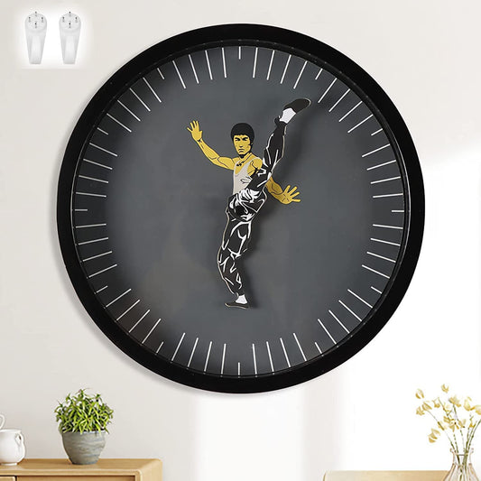 Naotstore - Kung Fu Wall Clock Bruce Lee Home Decoration Personality Creative Round Clock