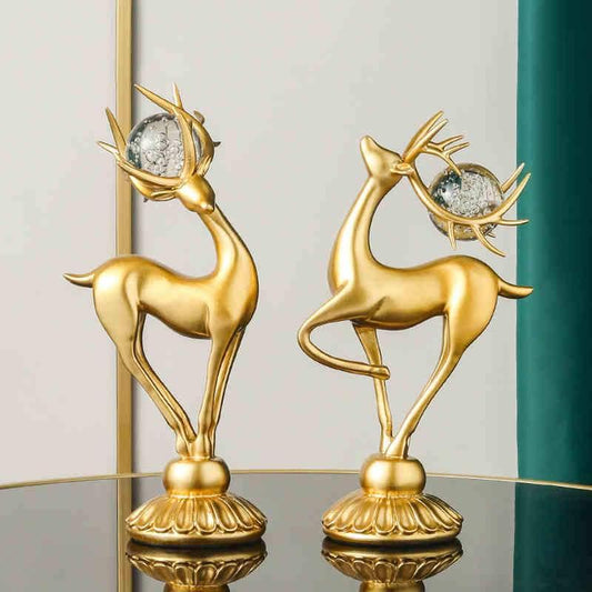 🔥Special products this week - Handmade Golden Deer Animal Figurine - naotstore