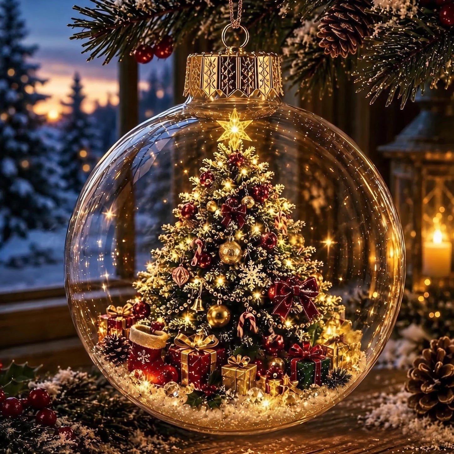 🎄Glowing Christmas Diorama Ornament✨Tiny Winter World Decor