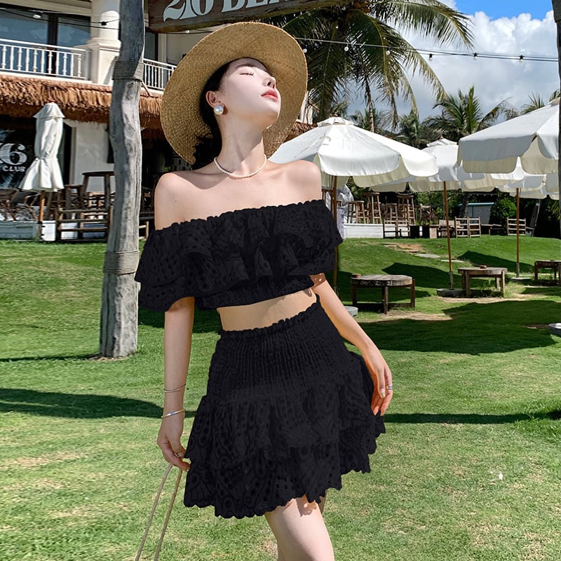 (🔥HOT SALE NOW 47% OFF)One-shoulder short seaside holiday two-piece suit - naotstore