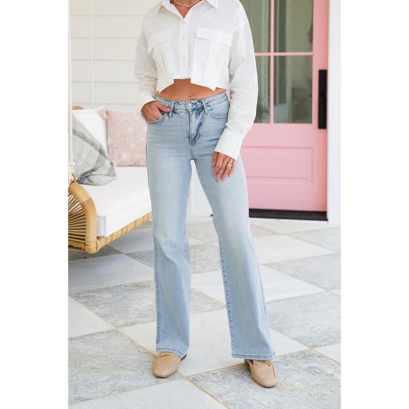 🎉Last day! 💥Special sale - High Rise Vintage Wash Tummy Control Top Straight Leg Jeans - naotstore