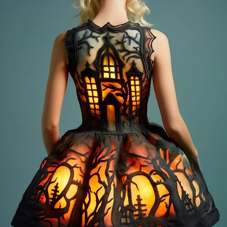 These stunning Halloween Silhouette Dresses Will Light Up Your Spooky Season!(Glow is a picture effect) - naotstore