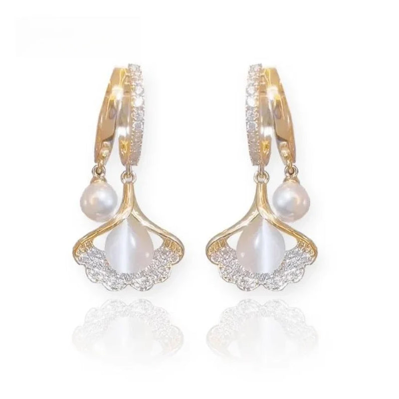 🔥Last day! 💥Special sale - Apricot Leaf Pearl Earrings - naotstore