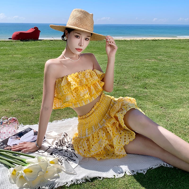 (🔥HOT SALE NOW 47% OFF)One-shoulder short seaside holiday two-piece suit - naotstore