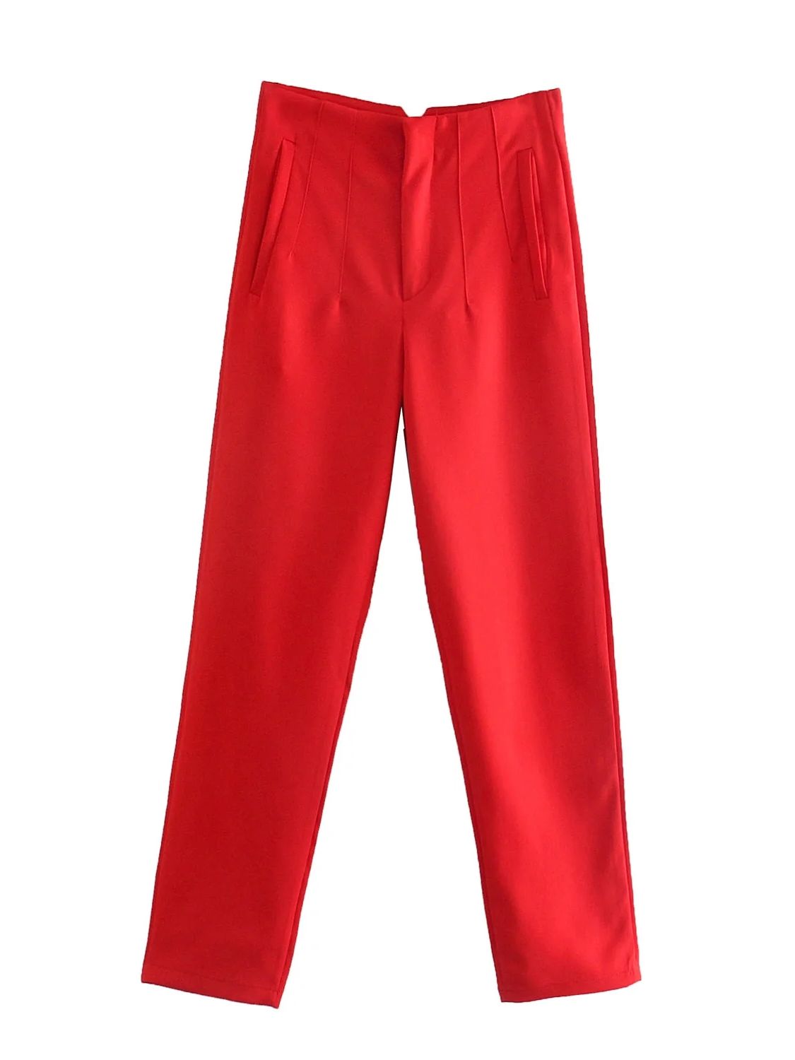 Naotstore - Straight Pants High Waist Zipper Fly Trousers