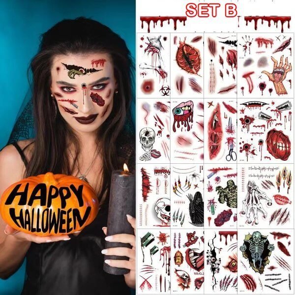 🔥Halloween's hottest items - Halloween prank makeup temporary tattoo - naotstore