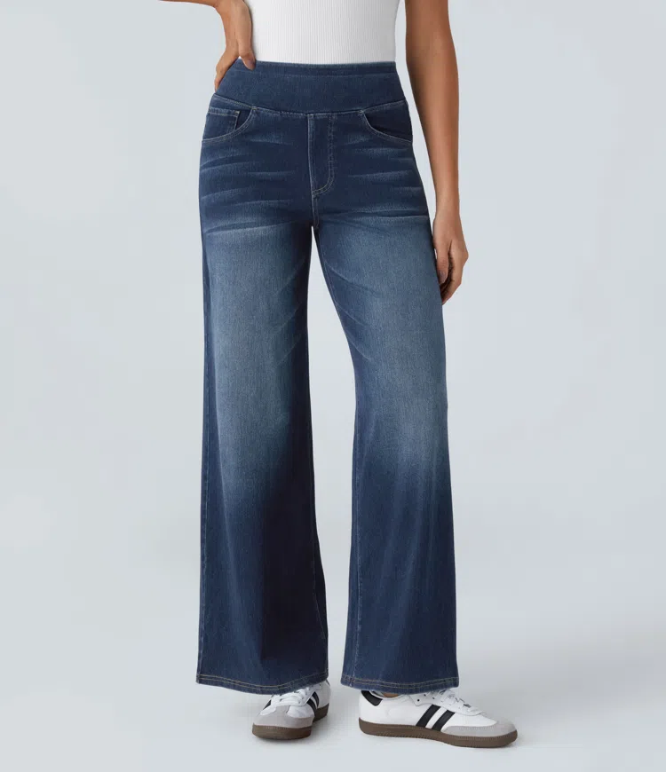 Naotstore - Super Stretch High-Waisted Wide Leg Jeans