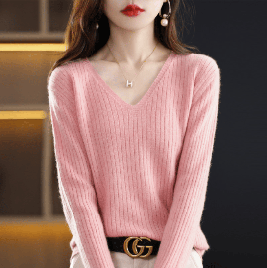 💥Hottest items this month - V-Neck Pullover Long Sleeve Solid Color Cashmere Sweater - naotstore