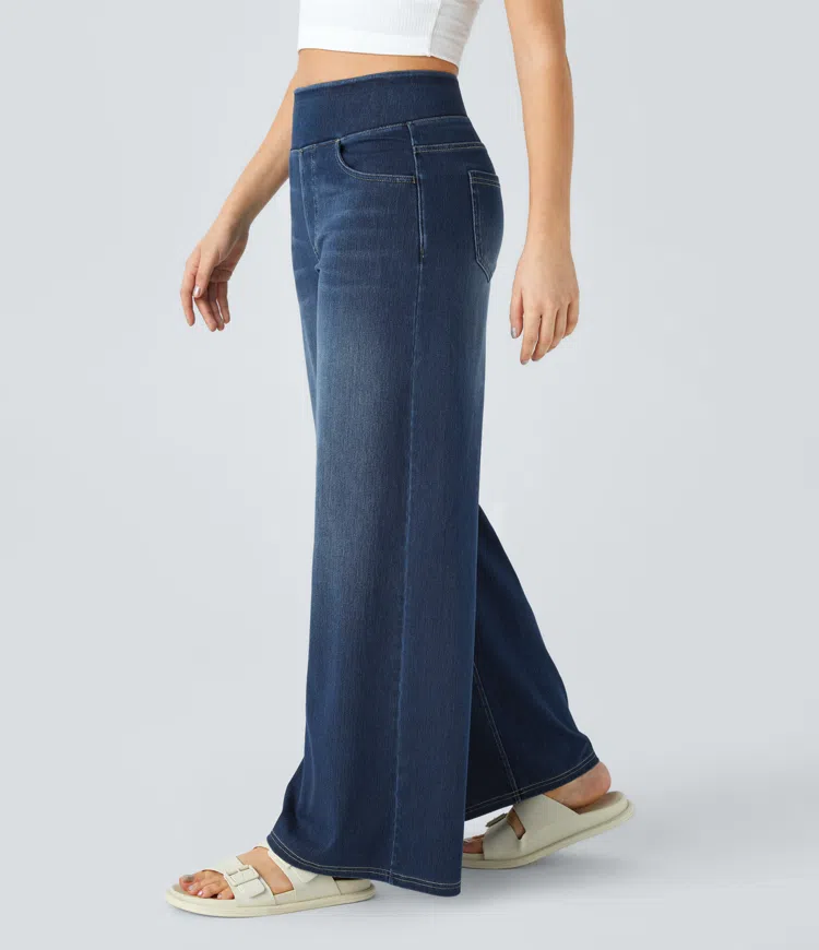 Naotstore - Super Stretch High-Waisted Wide Leg Jeans