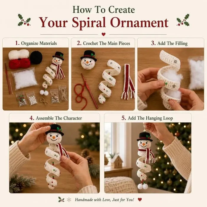 🧶☃️ DIY Crochet Spiral Snowman Ornament Kit ☃️ Cute Christmas Project