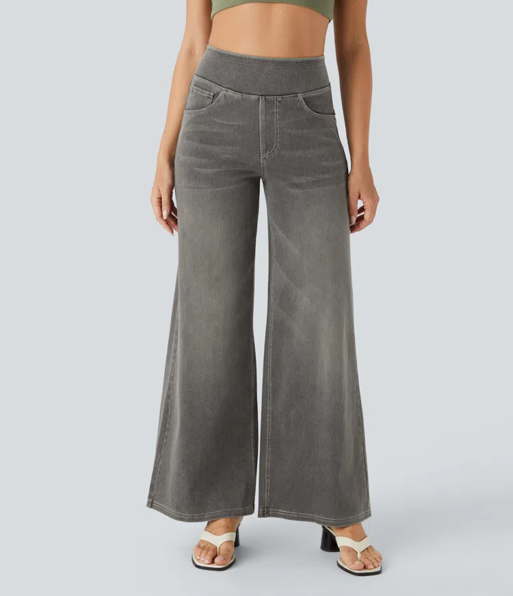 Naotstore - Super Stretch High-Waisted Wide Leg Jeans