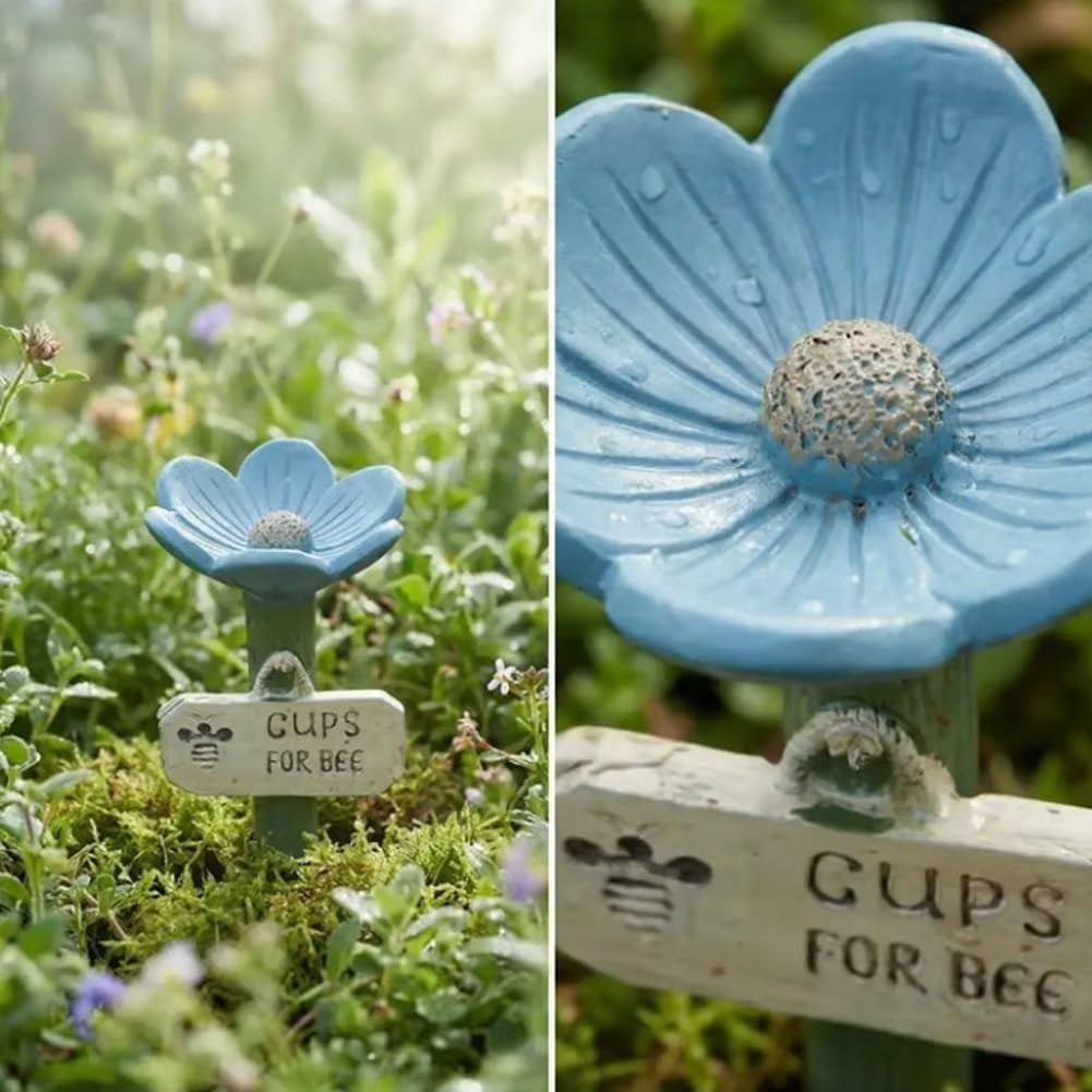 🌻🐝Flower-shaped bee watering station – Ceramic garden watering cup