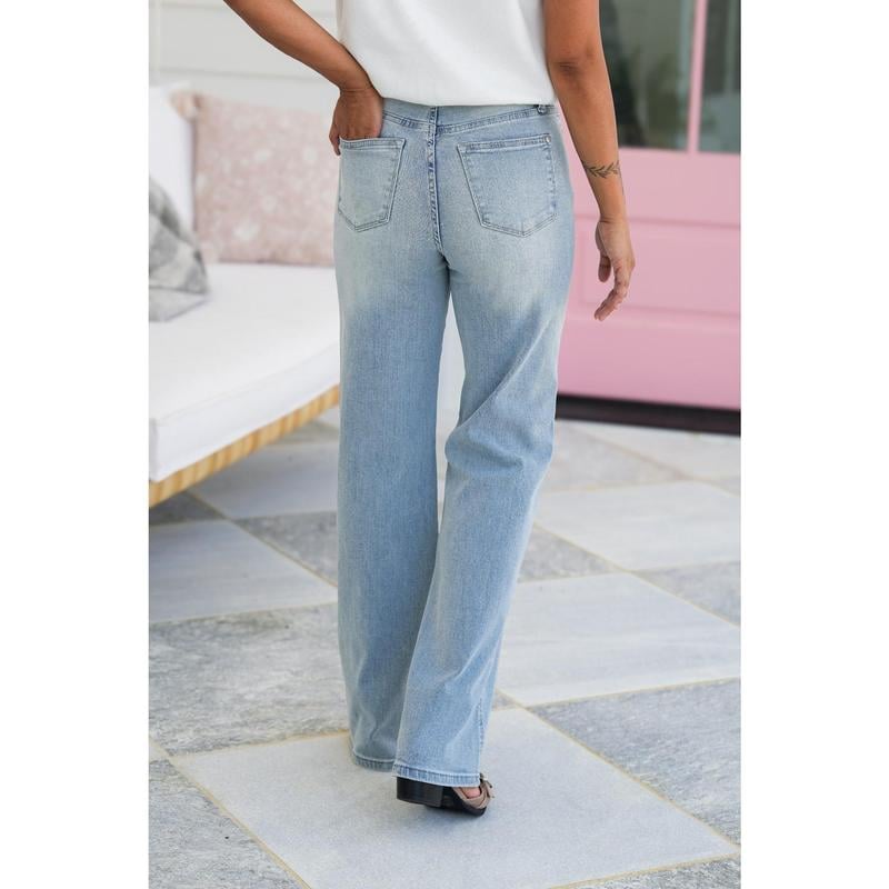 🎉Last day! 💥Special sale - High Rise Vintage Wash Tummy Control Top Straight Leg Jeans - naotstore